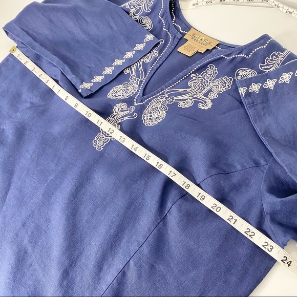 Peck & Peck Weekend 100% Linen Embroidered Tunic - Picture 6 of 7